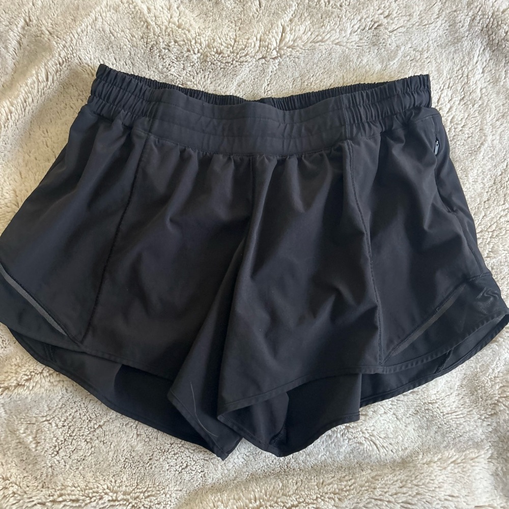 Lulu black hotty hot shorts 4 inch inseam